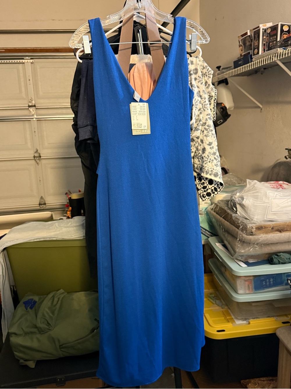 NWT H&M Royal Blue Twist Front Wrap Midi Dress Size S Sleeveless V-Neck Cocktail